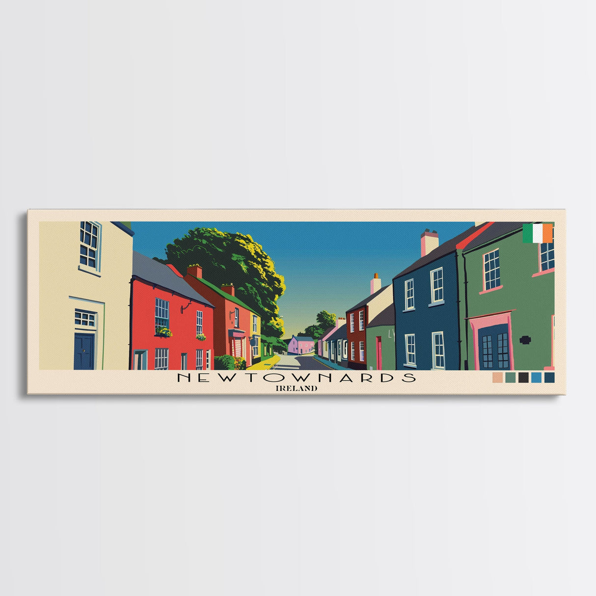 Newtownards, Ireland Panoramic Canvas Print, Newtownards, Ireland Painting, Ireland Art, Newtownards Travel Poster, Travel Art, Vacation Gift