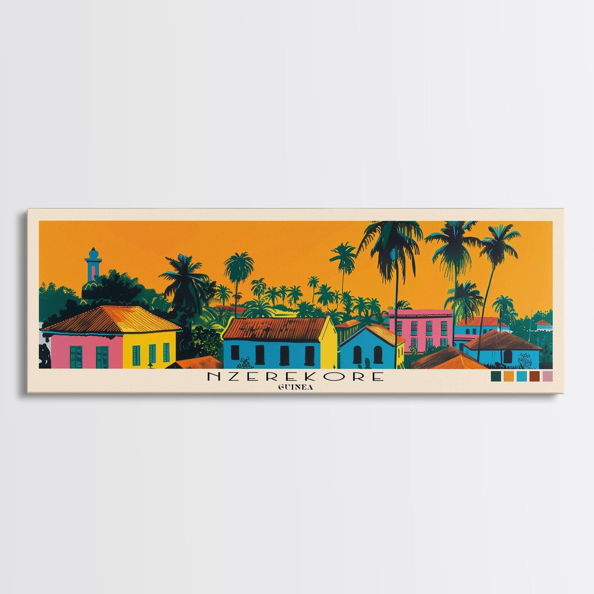 Nzerekore, Guinea Panoramic Canvas Print, Nzerekore, Guinea Painting, Guinea Art, Nzerekore Travel Poster, Travel Art, Vacation Gift