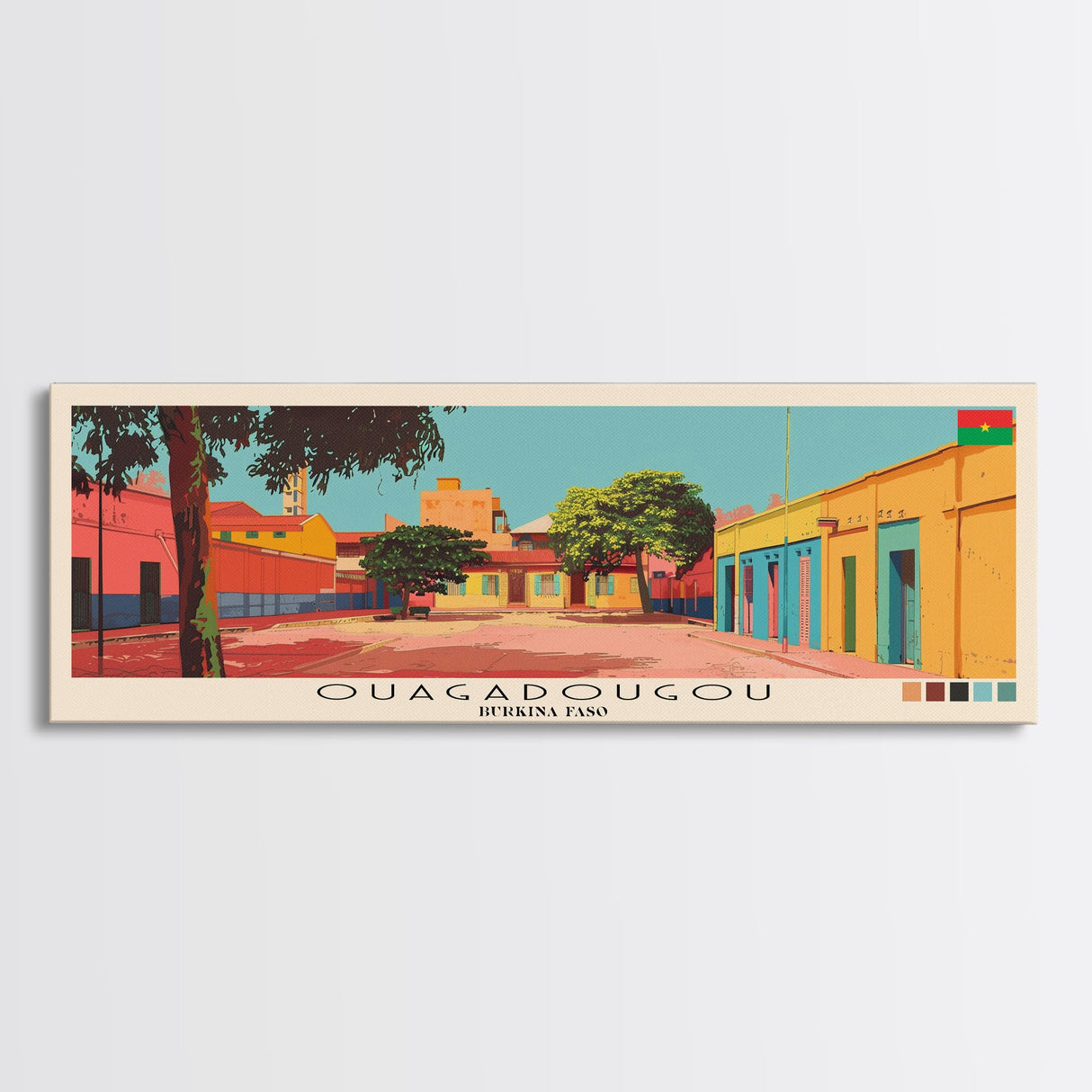 Ouagadougou, Burkina Faso Panoramic Canvas Print, Ouagadougou, Burkina Faso Painting, Burkina Faso Art, Ouagadougou Travel Poster, Travel Art, Guest Room Painting