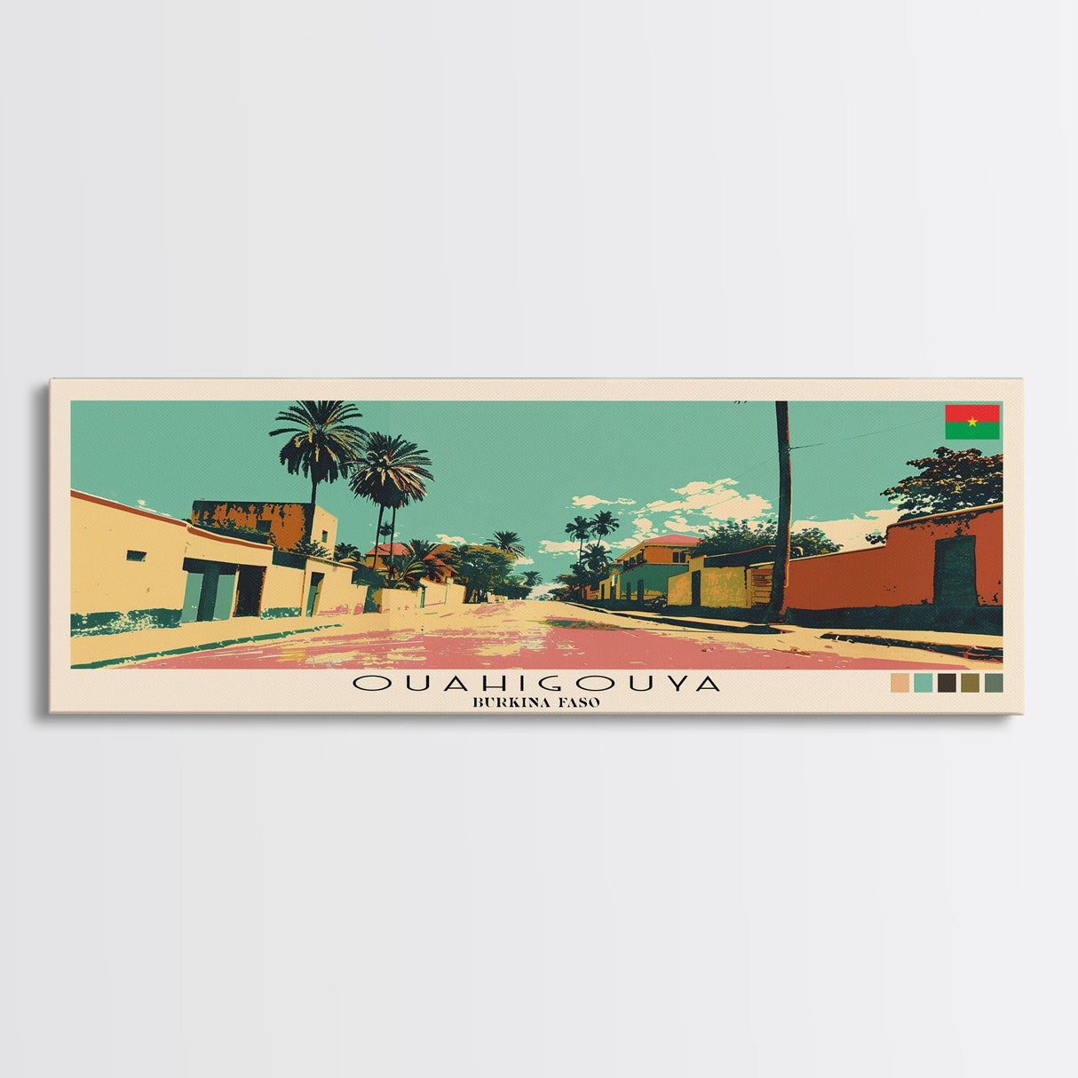 Ouahigouya, Burkina Faso Panoramic Canvas Print, Ouahigouya, Burkina Faso Painting, Burkina Faso Art, Ouahigouya Travel Poster, Travel Art, Vacation Gift