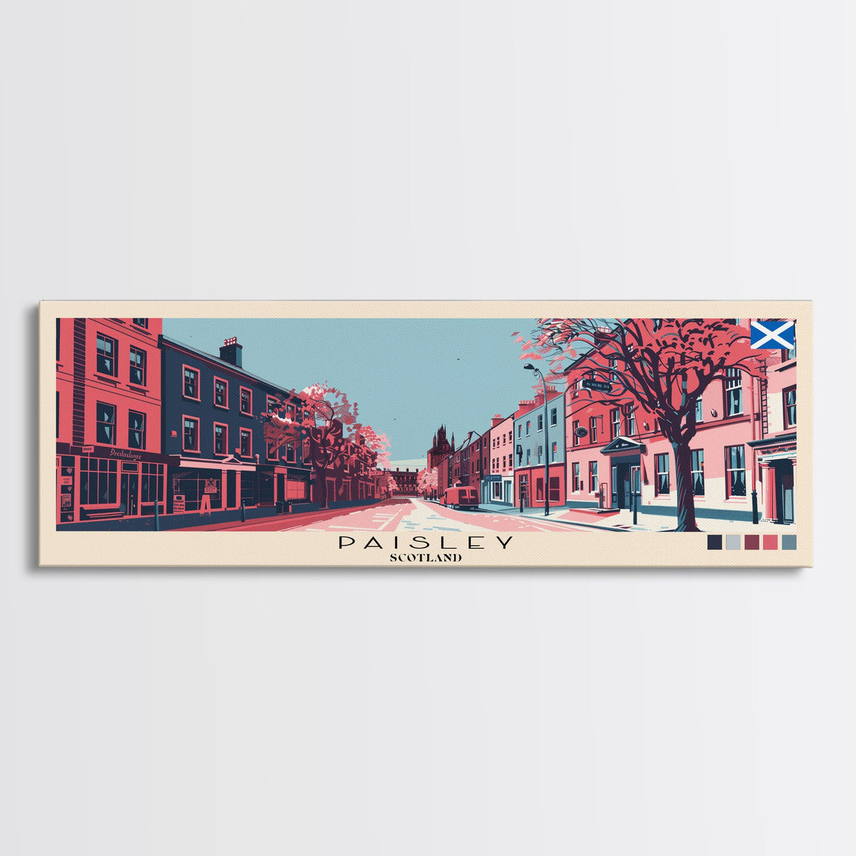 Paisley, Scotland Panoramic Canvas Print, Paisley, Scotland Painting, Scotland Art, Paisley Travel Poster, Travel Art, Housewarming Gift