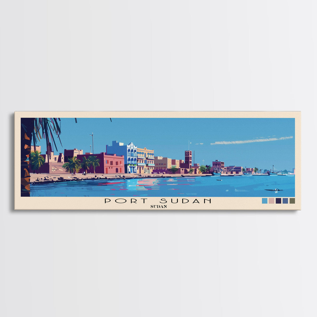 Port Sudan,  Sudan Panoramic Canvas Print, Port Sudan,  Sudan Painting,  Sudan Art, Port Sudan Travel Poster, Travel Art, Living Room Painting