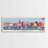 Portsmouth, England Panoramic Canvas Print, Portsmouth, England Painting, England Art, Portsmouth Travel Poster, Travel Art, Vacation Gift