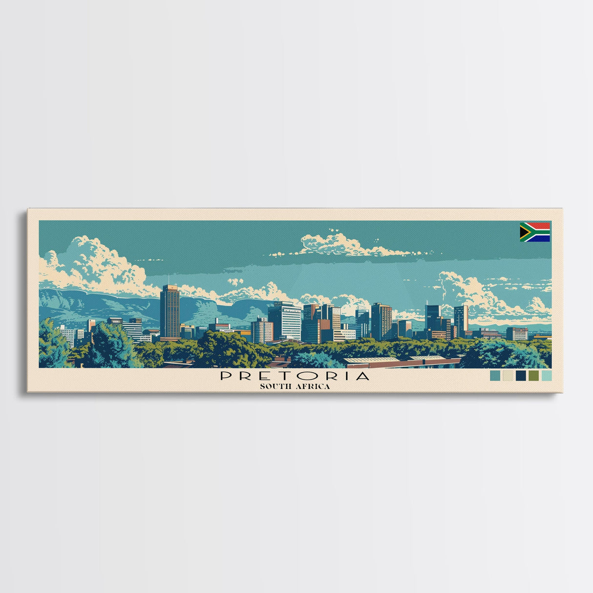 Pretoria, South Africa Panoramic Canvas Print, Pretoria, South Africa Painting, South Africa Art, Pretoria Travel Poster, Travel Art, Guest Room Painting