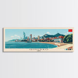 Qingdao, China Panoramic Canvas Print, Qingdao, China Painting, China Art, Qingdao Travel Poster, Travel Art, Guest Room Painting