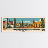 Queretaro, Mexico Panoramic Canvas Print, Queretaro, Mexico Painting, Mexico Art, Queretaro Travel Poster, Travel Art, Living Room Painting