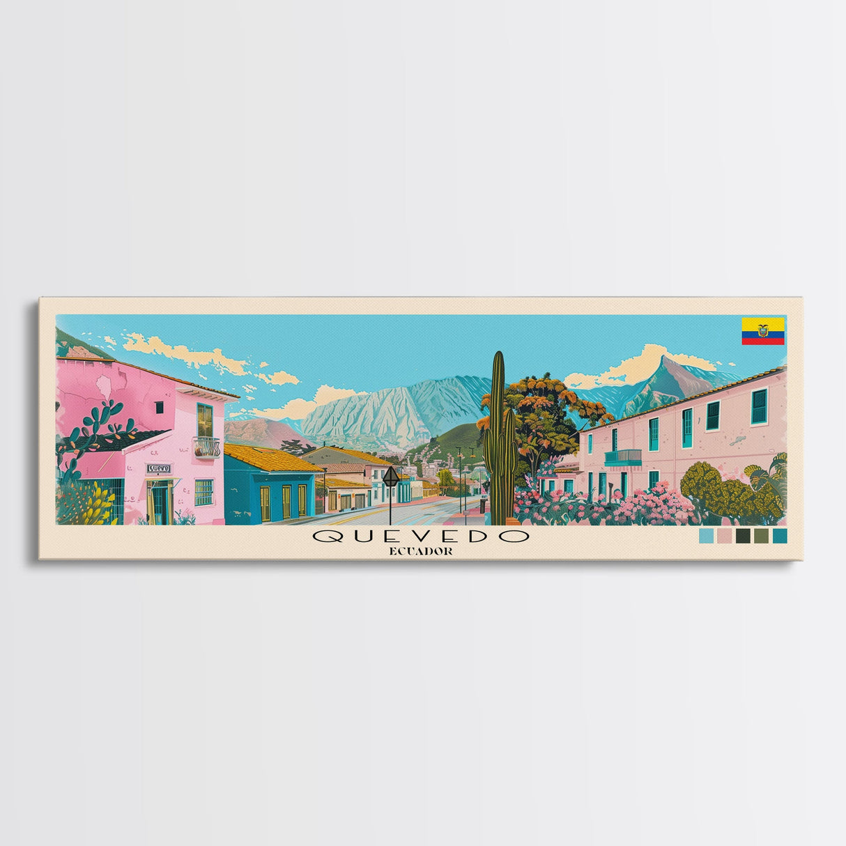 Quevedo, Ecuador Panoramic Canvas Print, Quevedo, Ecuador Painting, Ecuador Art, Quevedo Travel Poster, Travel Art, Housewarming Gift