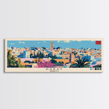 Rabat, Morocco Panoramic Canvas Print, Rabat, Morocco Painting, Morocco Art, Rabat Travel Poster, Travel Art, Housewarming Gift