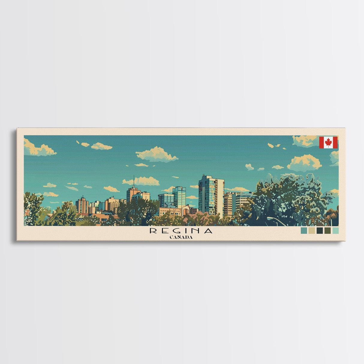 Regina, Canada Panoramic Canvas Print, Regina, Canada Painting, Canada Art, Regina Travel Poster, Travel Art, Housewarming Gift