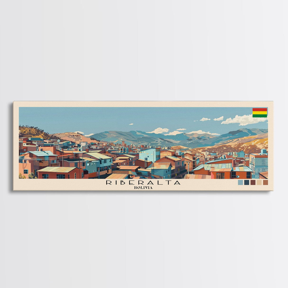 Riberalta, Bolivia Panoramic Canvas Print, Riberalta, Bolivia Painting, Bolivia Art, Riberalta Travel Poster, Travel Art, Living Room Painting