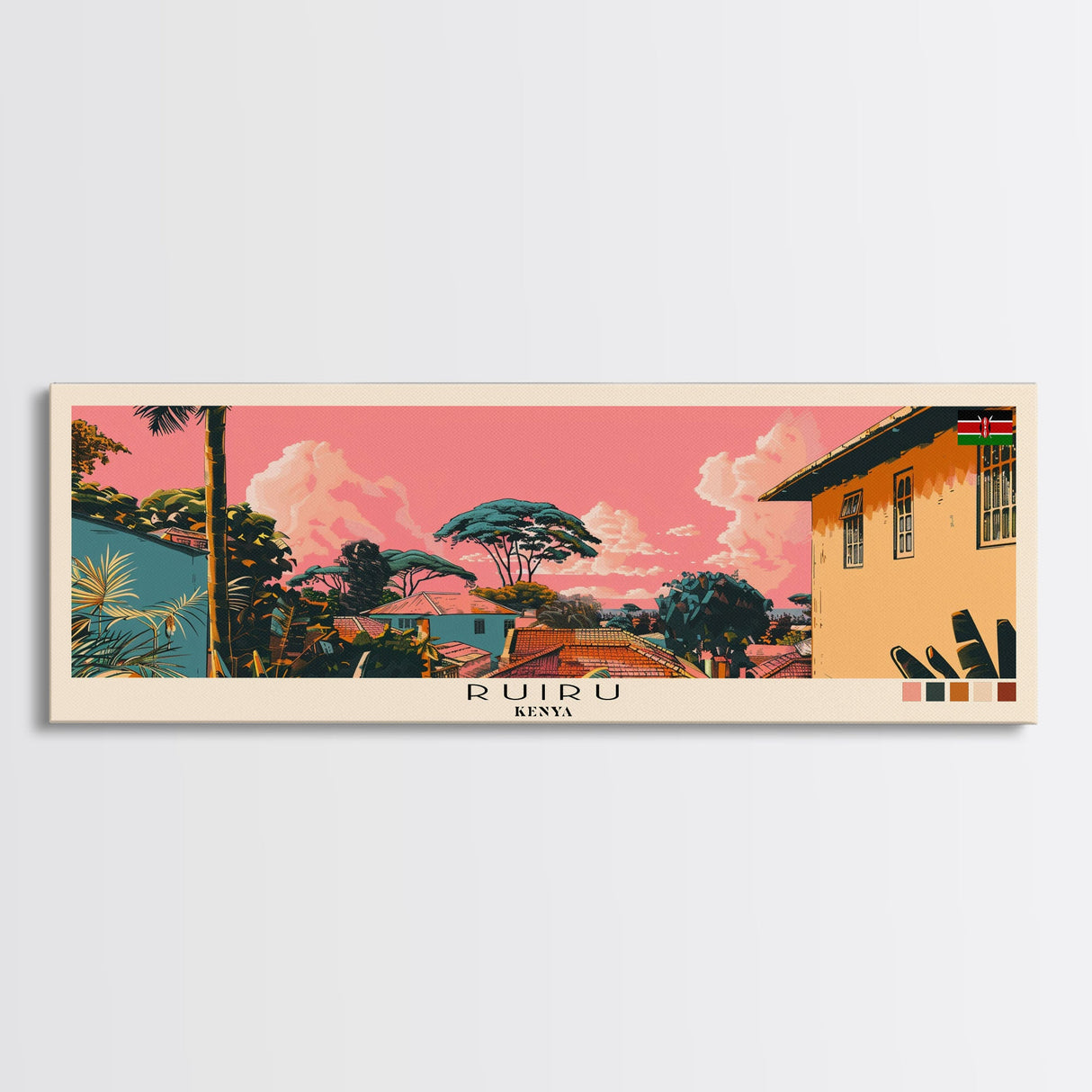 Ruiru, Kenya Panoramic Canvas Print, Ruiru, Kenya Painting, Kenya Art, Ruiru Travel Poster, Travel Art, Vacation Gift