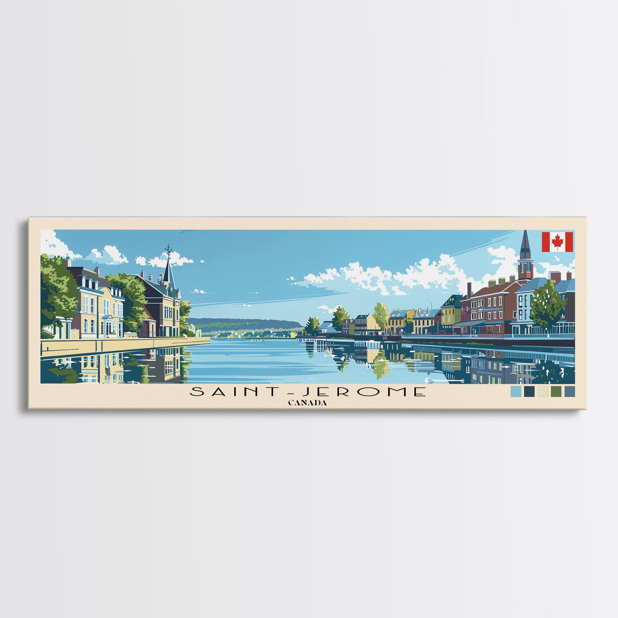 Saint-Jerome, Canada Panoramic Canvas Print, Saint-Jerome, Canada Painting, Canada Art, Saint-Jerome Travel Poster, Travel Art, Housewarming Gift