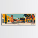 Saltillo, Mexico Panoramic Canvas Print, Saltillo, Mexico Painting, Mexico Art, Saltillo Travel Poster, Travel Art, Housewarming Gift