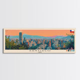 Santiago, Chile Panoramic Canvas Print, Santiago, Chile Painting, Chile Art, Santiago Travel Poster, Travel Art, Vacation Gift