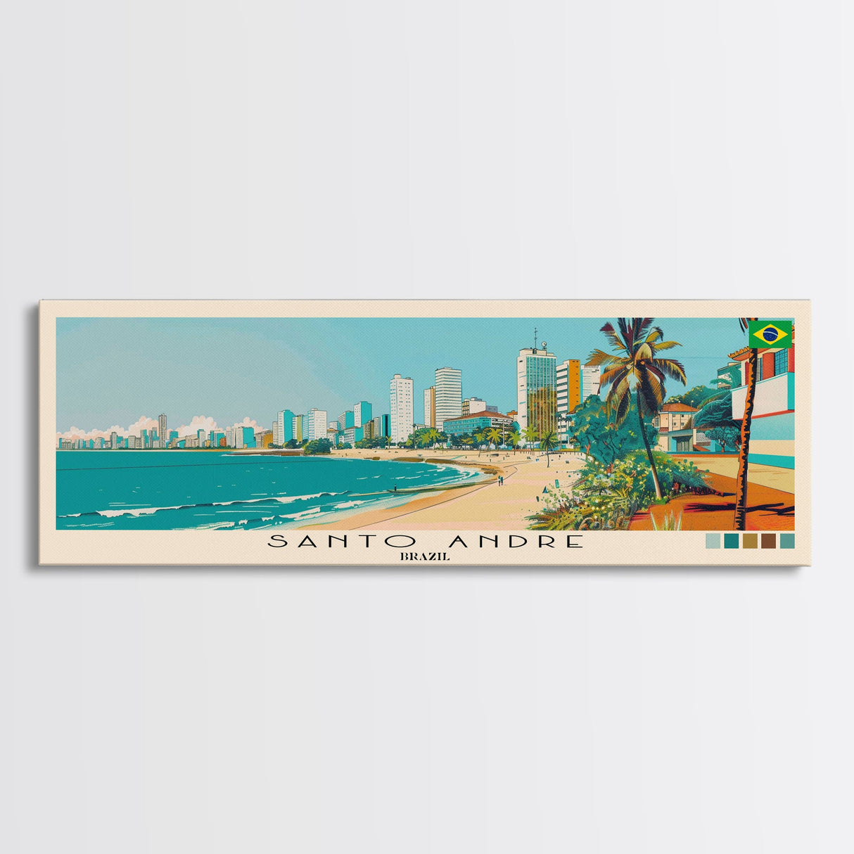 Santo Andre, Brazil Panoramic Canvas Print, Santo Andre, Brazil Painting, Brazil Art, Santo Andre Travel Poster, Travel Art, Living Room Painting