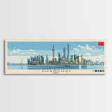 Shanghai, China Panoramic Canvas Print, Shanghai, China Painting, China Art, Shanghai Travel Poster, Travel Art, Housewarming Gift