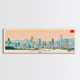 Shenzhen, China Panoramic Canvas Print, Shenzhen, China Painting, China Art, Shenzhen Travel Poster, Travel Art, Living Room Painting