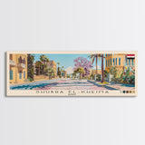 Shubra El-Kheima, Egypt Panoramic Canvas Print, Shubra El-Kheima, Egypt Painting, Egypt Art, Shubra El-Kheima Travel Poster, Travel Art, Guest Room Painting