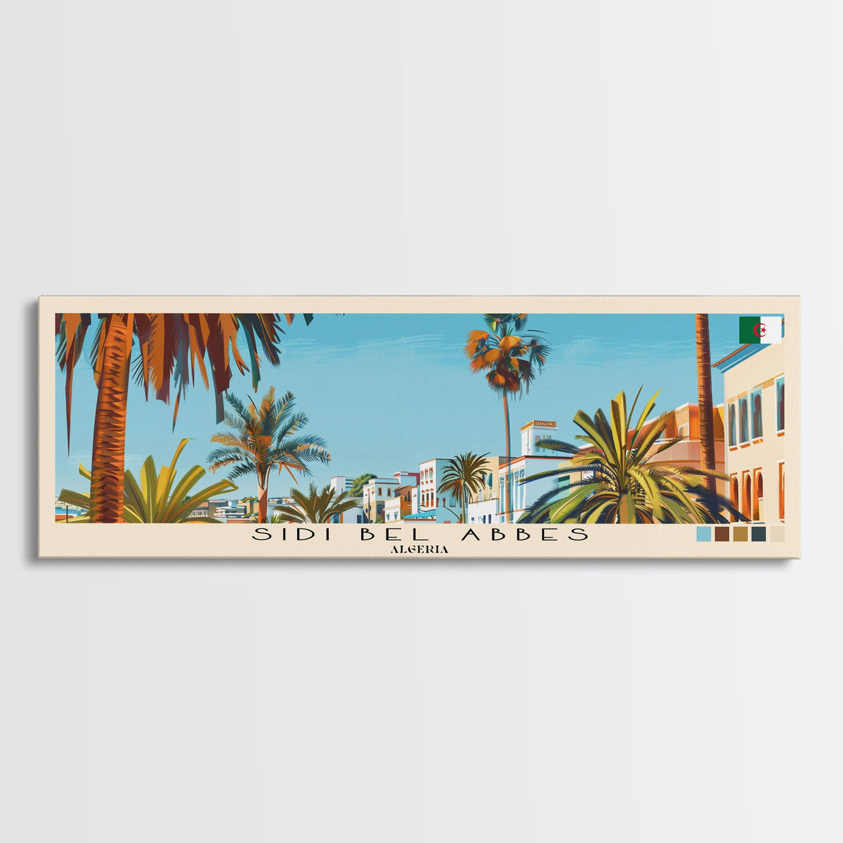 Sidi bel Abbes, Algeria Panoramic Canvas Print, Sidi bel Abbes, Algeria Painting, Algeria Art, Sidi bel Abbes Travel Poster, Travel Art, Vacation Gift