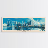 Singapore, Singapore Panoramic Canvas Print, Singapore, Singapore Painting, Singapore Art, Singapore Travel Poster, Travel Art, Housewarming Gift