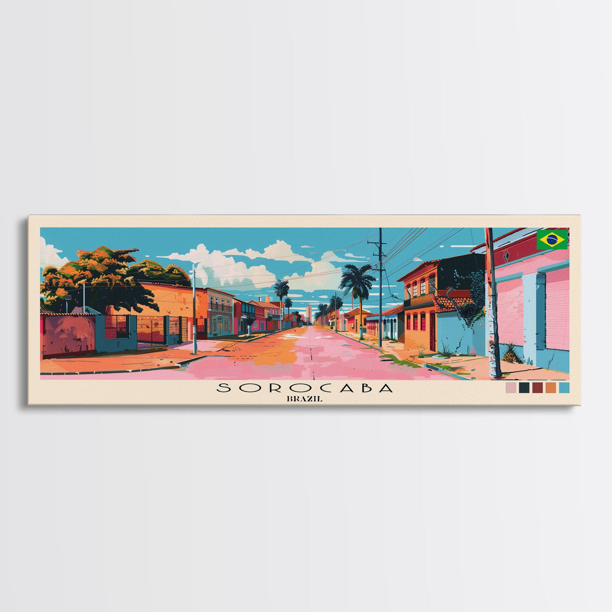 Sorocaba, Brazil Panoramic Canvas Print, Sorocaba, Brazil Painting, Brazil Art, Sorocaba Travel Poster, Travel Art, Living Room Painting