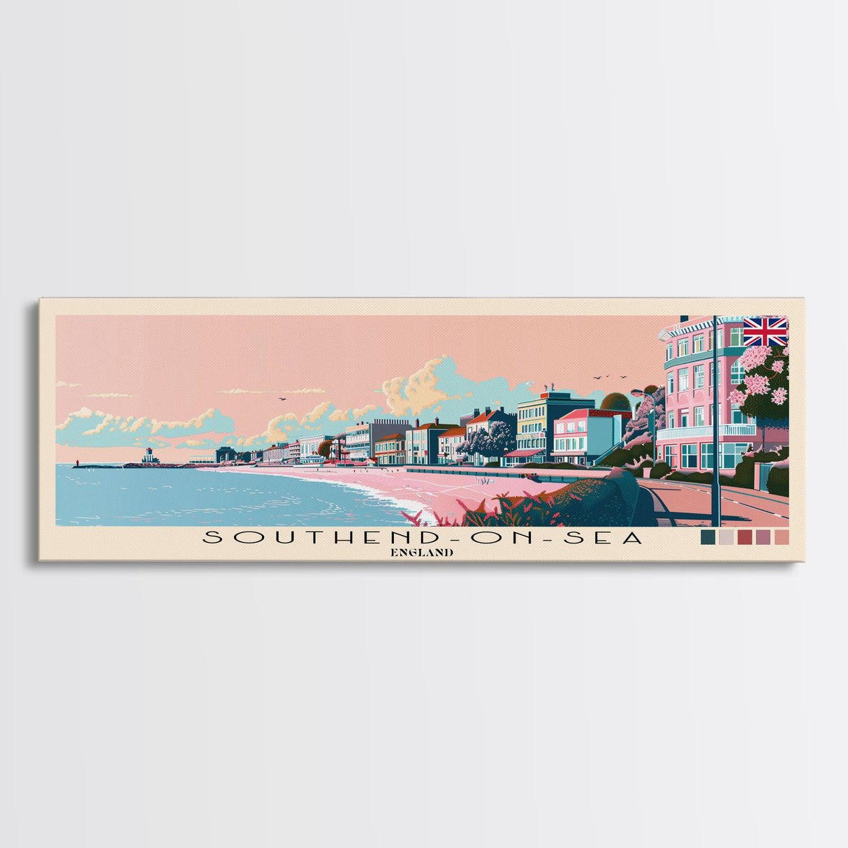 Southend-on-Sea, England Panoramic Canvas Print, Southend-on-Sea, England Painting, England Art, Southend-on-Sea Travel Poster, Travel Art, Guest Room Painting