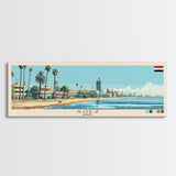 Suez, Egypt Panoramic Canvas Print, Suez, Egypt Painting, Egypt Art, Suez Travel Poster, Travel Art, Vacation Gift