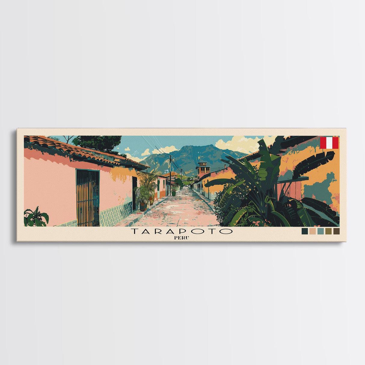 Tarapoto, Peru Panoramic Canvas Print, Tarapoto, Peru Painting, Peru Art, Tarapoto Travel Poster, Travel Art, Vacation Gift