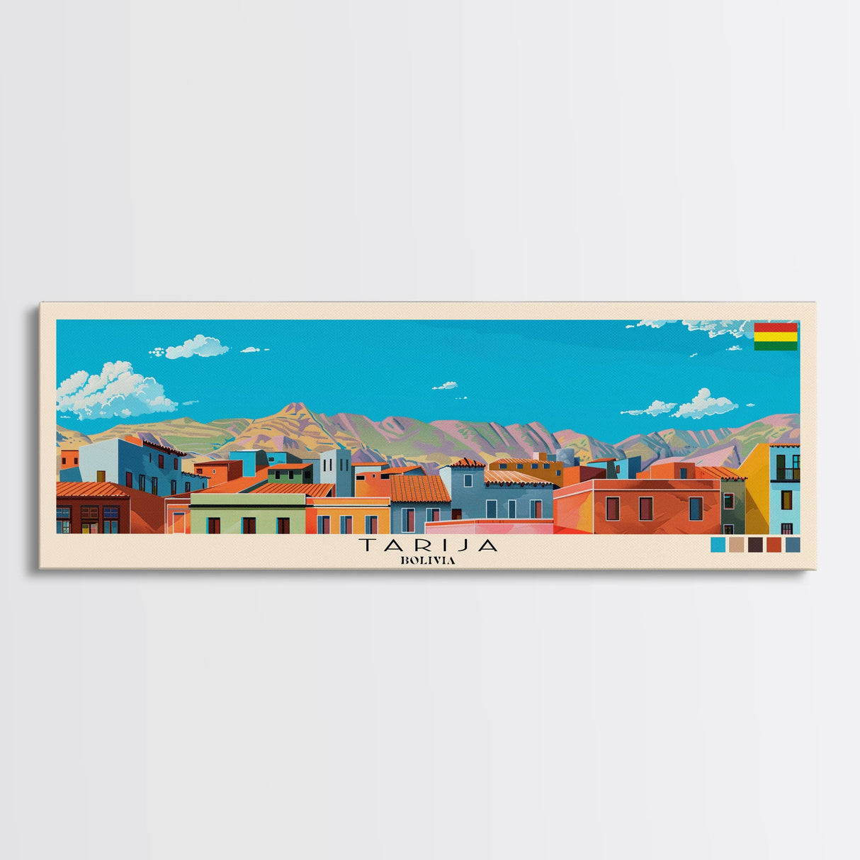 Tarija, Bolivia Panoramic Canvas Print, Tarija, Bolivia Painting, Bolivia Art, Tarija Travel Poster, Travel Art, Living Room Painting