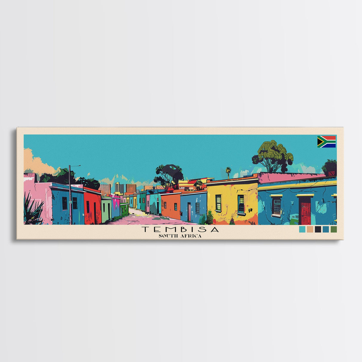 Tembisa, South Africa Panoramic Canvas Print, Tembisa, South Africa Painting, South Africa Art, Tembisa Travel Poster, Travel Art, Guest Room Painting