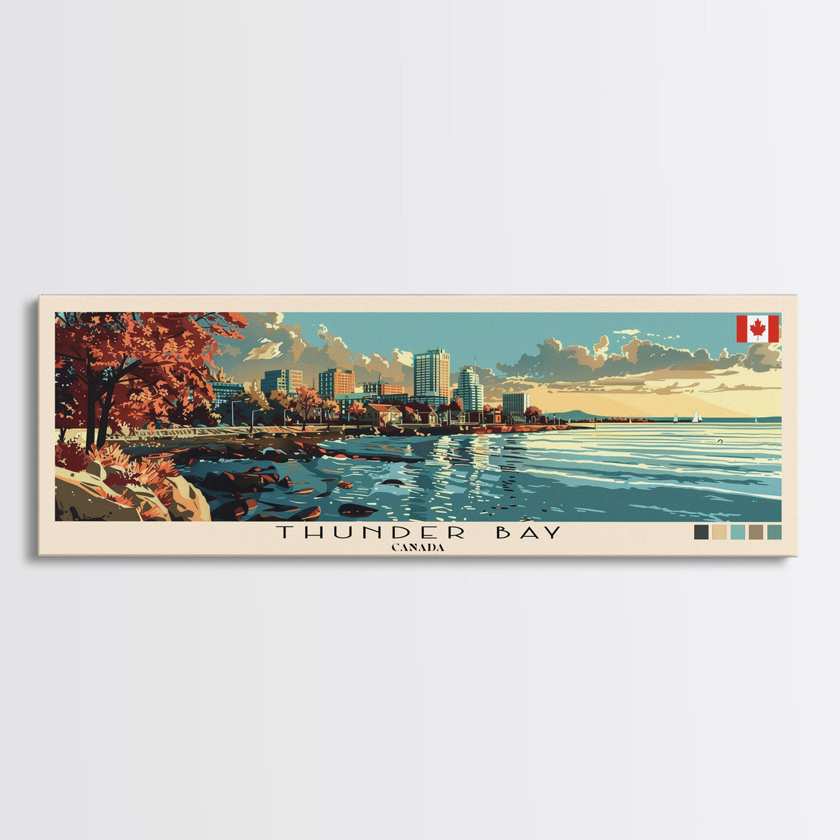 Thunder Bay, Canada Panoramic Canvas Print, Thunder Bay, Canada Painting, Canada Art, Thunder Bay Travel Poster, Travel Art, Guest Room Painting