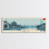 Tianjin, China Panoramic Canvas Print, Tianjin, China Painting, China Art, Tianjin Travel Poster, Travel Art, Vacation Gift