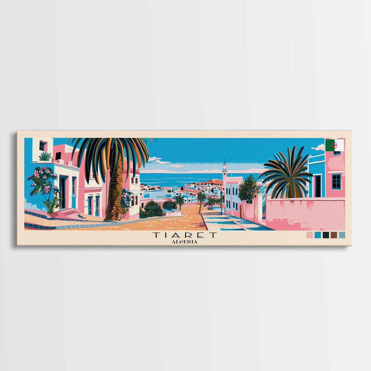 Tiaret, Algeria Panoramic Canvas Print, Tiaret, Algeria Painting, Algeria Art, Tiaret Travel Poster, Travel Art, Living Room Painting