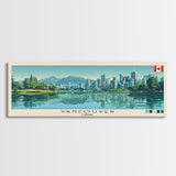 Vancouver, Canada Panoramic Canvas Print, Vancouver, Canada Painting, Canada Art, Vancouver Travel Poster, Travel Art, Housewarming Gift