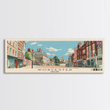 Worcester, England Panoramic Canvas Print, Worcester, England Painting, England Art, Worcester Travel Poster, Travel Art, Guest Room Painting