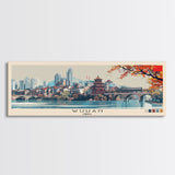 Wuhan, China Panoramic Canvas Print, Wuhan, China Painting, China Art, Wuhan Travel Poster, Travel Art, Vacation Gift