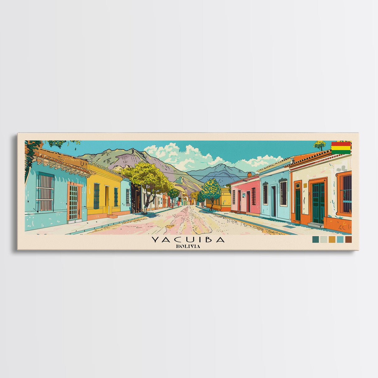 Yacuiba, Bolivia Panoramic Canvas Print, Yacuiba, Bolivia Painting, Bolivia Art, Yacuiba Travel Poster, Travel Art, Living Room Painting