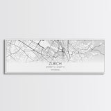 Panoramic Zurich City Map, Switzerland Art, Map Print, Minimalist Wall Art, Canvas Art, Housewarming Gift, Street Map Art, Closing Gift