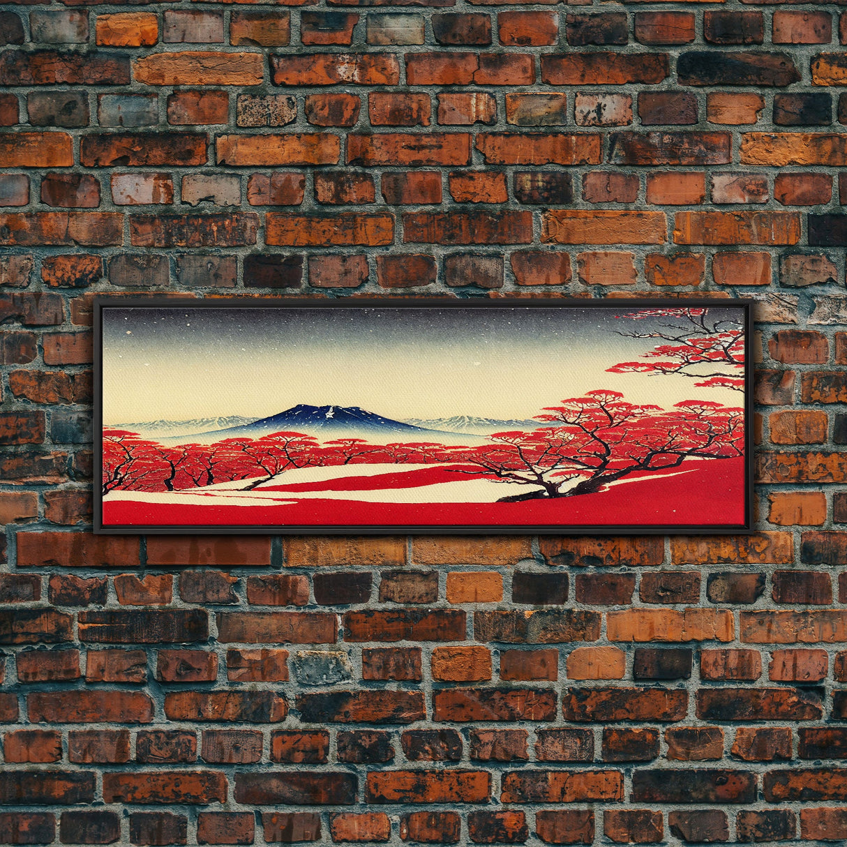 Mt. Fuji Panoramic Art, Framed Canvas Print, Japanese Style Art, Japanese Traditional Art, Wall Art Japanese, Japanese Art Print Canvas