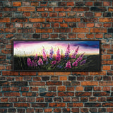 Panoramic Framed Canvas Print of Beautiful Pink and Red Flowers in a Field - Perfect for Living Room, Bedroom, and Office Walls