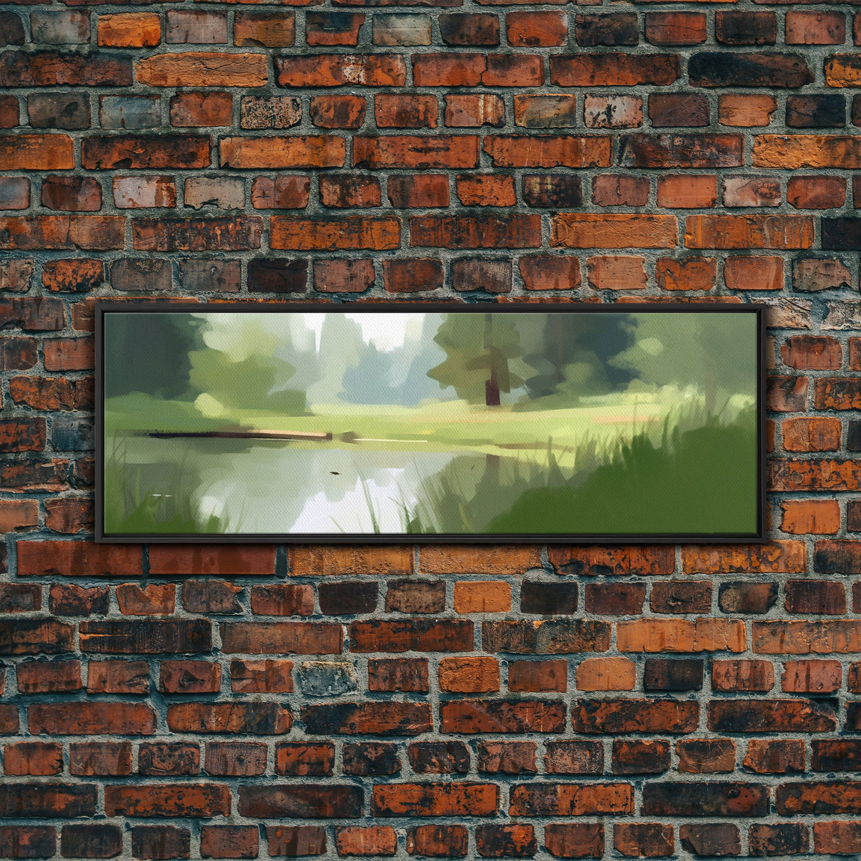 Large Abstract Landscape Wall Art Print, Lake, River, Pond, Trees, Wall Decor, Large Canvas Art Print, Panoramic, Wall Art, Canvas Print