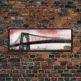 Suspension Bridge Canvas Print, City Art, City Skyline Art, Large Urban Art Print, Cityscape Wall Decor, Panoramic, Wall Art, Canvas Print