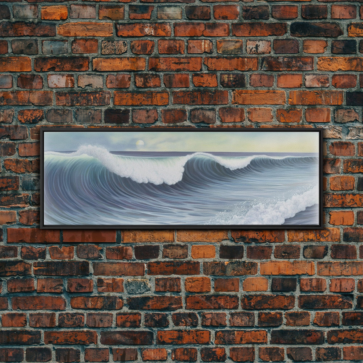 Ocean Waves Wall Art Canvas Print, Minimalist Ocean Art, Seascape Wall Decor, Green Ocean Wall Art, Panoramic, Wall Art, Canvas Print