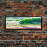 Green Ocean Wall Art Canvas Print, Seascape, Ocean Wall Art Framed, Ocean Waves Wall Art, Wall Decor, Panoramic, Wall Art, Canvas Print