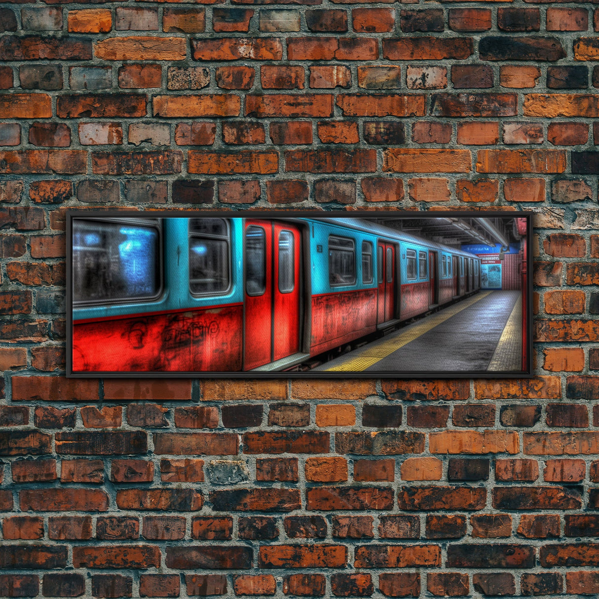 Subway Station Wall Art Print, Subway Train, Urban Wall Art, Wall Decor, Urban Art, Framed Canvas Print, Panoramic, Wall Art, Canvas Print