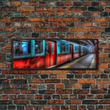 Subway Station Wall Art Print, Subway Train, Urban Wall Art, Wall Decor, Urban Art, Framed Canvas Print, Panoramic, Wall Art, Canvas Print