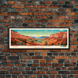 Bryce Canyon National Park, Panoramic Utah Travel Art, National Park Print, Minimalist Travel Art, Midcentury Modern Style Landscape