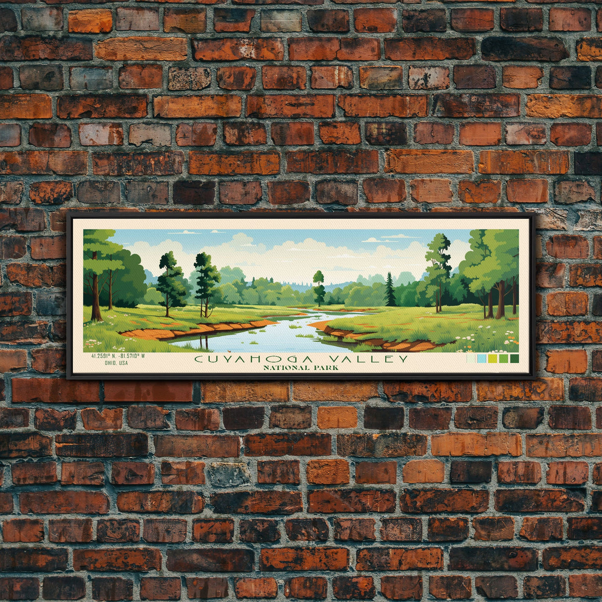 Cuyahoga Valley National Park, Panoramic Ohio Travel Art, National Park Print, Minimalist Travel Art, Midcentury Modern Style Landscape