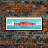 Dry Tortugas National Park, Panoramic Florida Travel Art, National Park Print, Minimalist Travel Art, Midcentury Modern Style Landscape