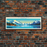 Glacier Bay National Park, Panoramic Alaska Travel Art, National Park Print, Minimalist Travel Art, Midcentury Modern Style Landscape